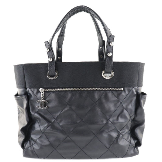 CHANEL Tote Bag A34210 PVC black Paris Biarritz GM Women