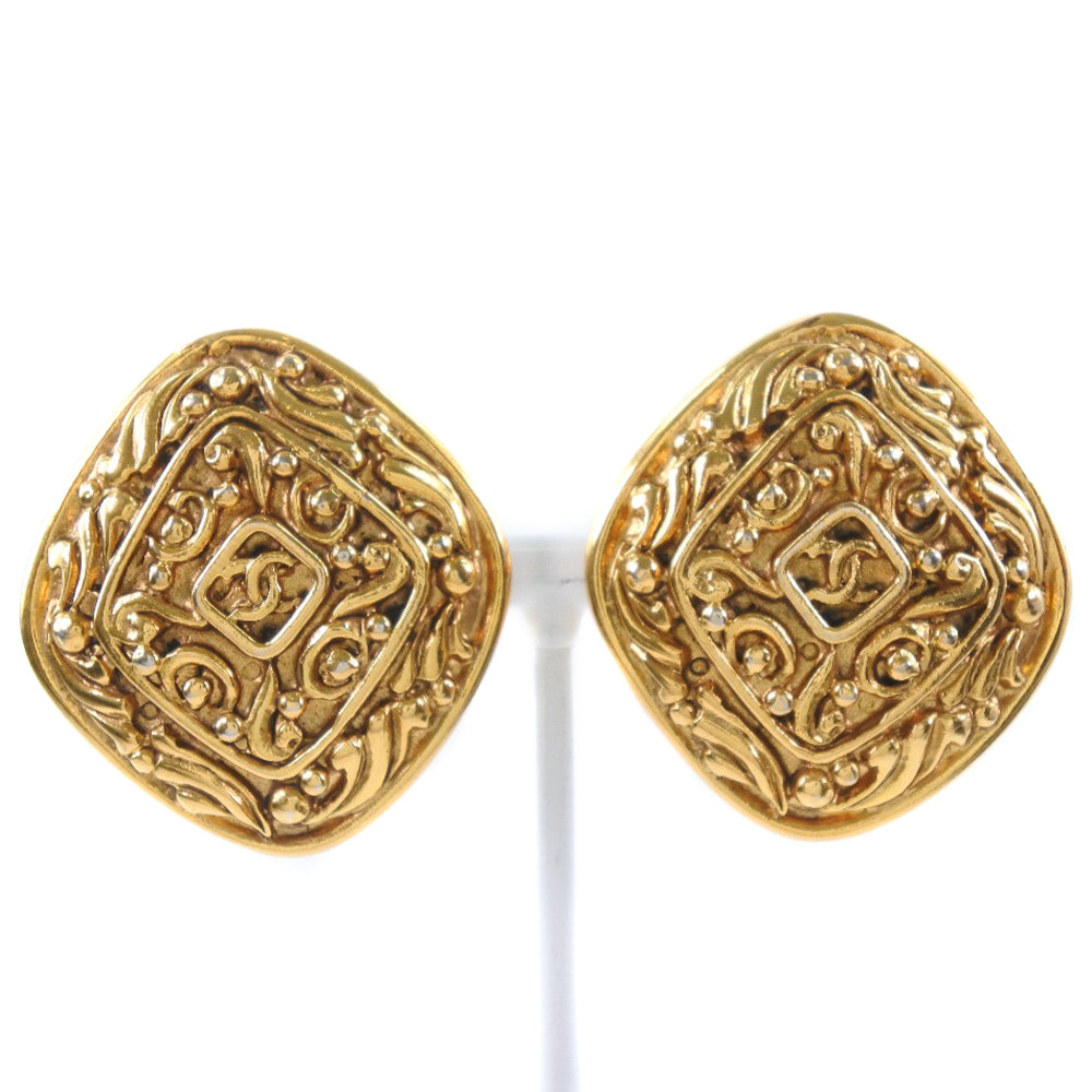 CHANEL Earring Plated Gold gold   Rhombus COCO Mark Women