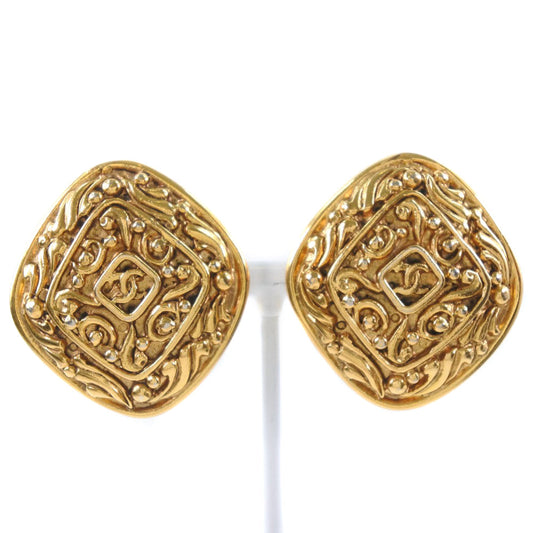 CHANEL Earring Plated Gold gold   Rhombus COCO Mark Women