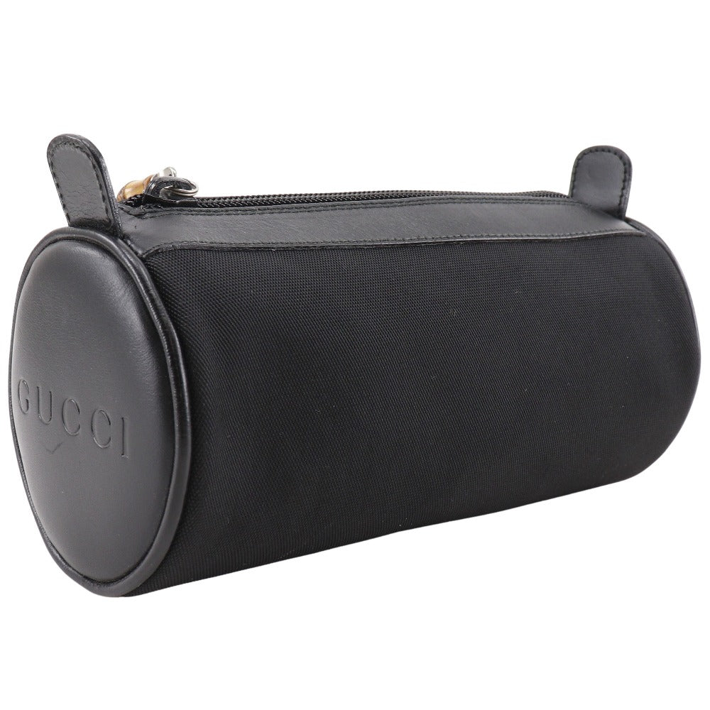 GUCCI Pouch Nylon canvas black Bamboo unisex(Unisex)