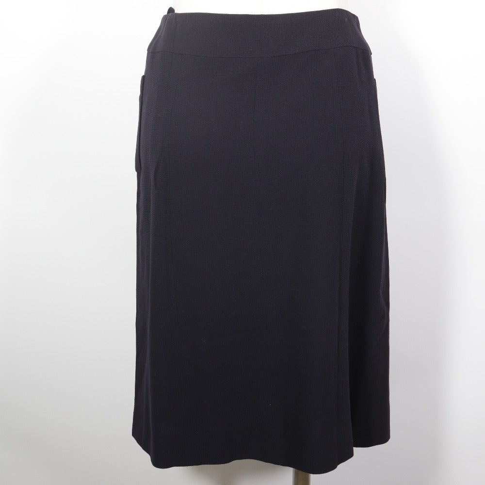 Chanel Coco Mark Double Button Wool Skirt