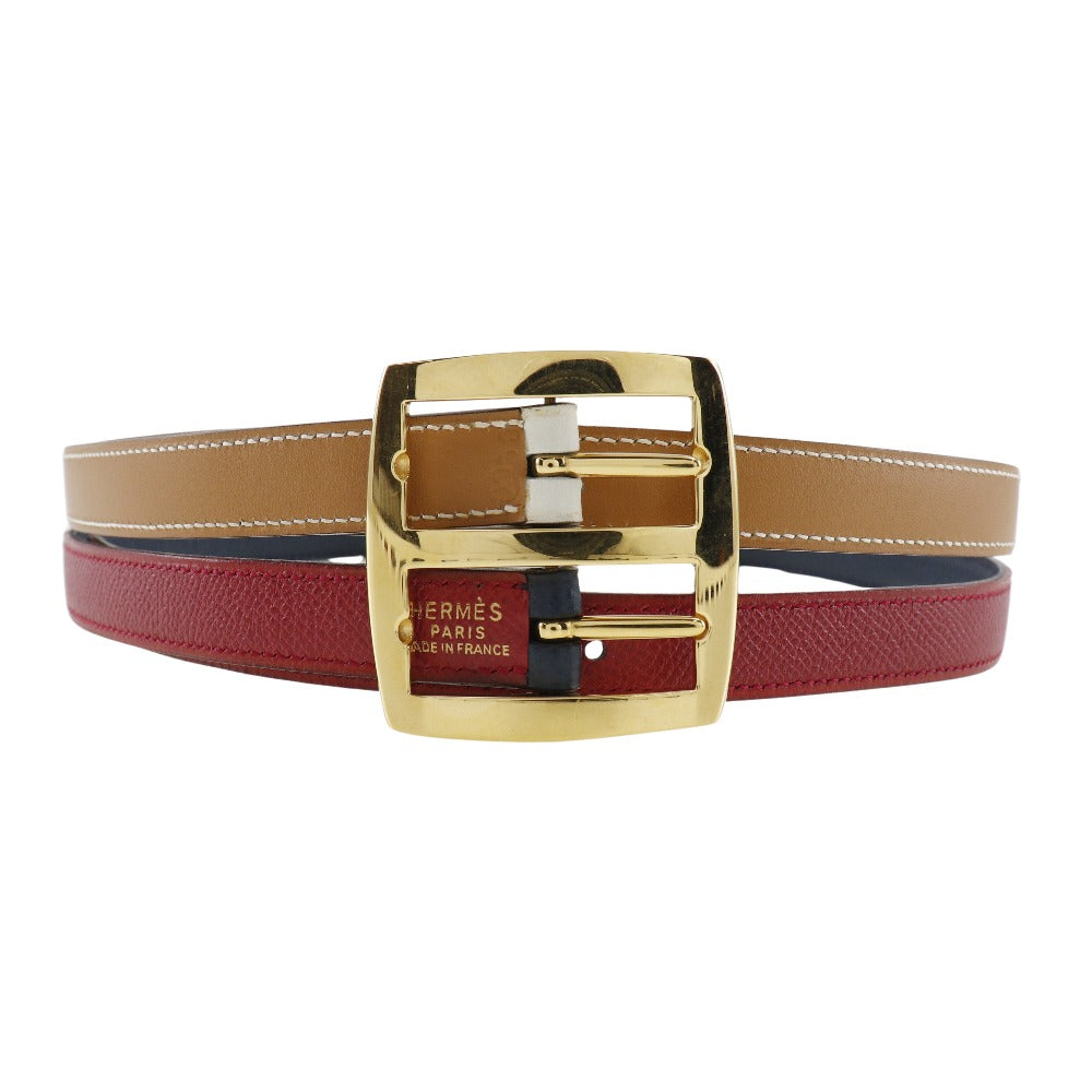 HERMES belt Courchevel, Swift multicolor reversible Women 70  d