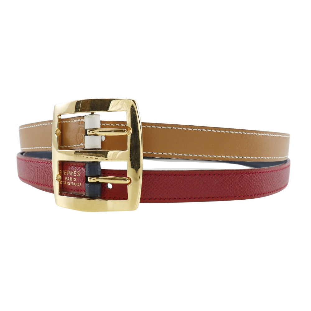 HERMES belt Courchevel, Swift multicolor reversible Women 70  d