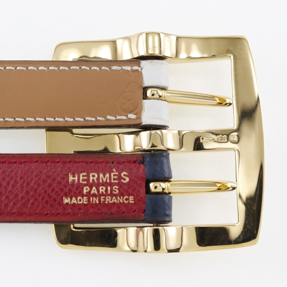 HERMES belt Courchevel, Swift multicolor reversible Women 70  d