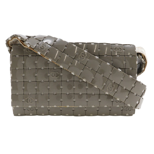 CHANEL Shoulder Bag Plastic, Canvas gray Puzzle Shoulder Women