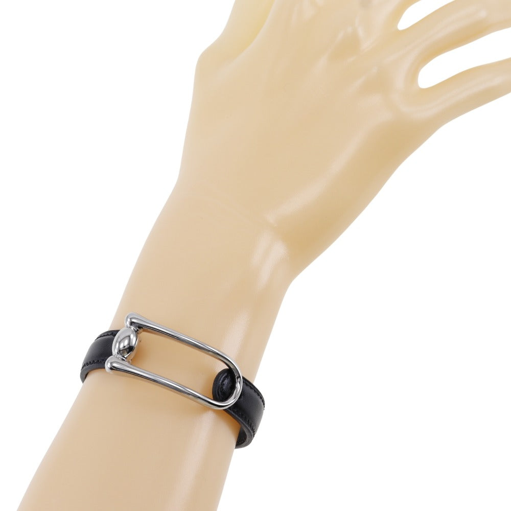 HERMES bracelet Metal, Leather black Women S  d
