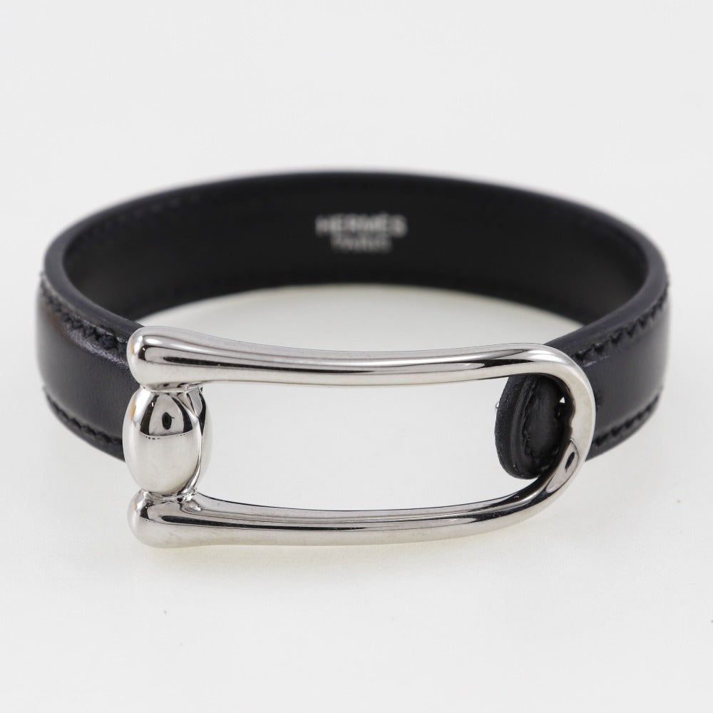 HERMES bracelet Metal, Leather black Women S  d