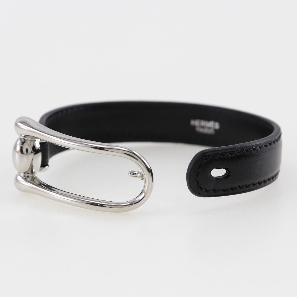 HERMES bracelet Metal, Leather black Women S  d