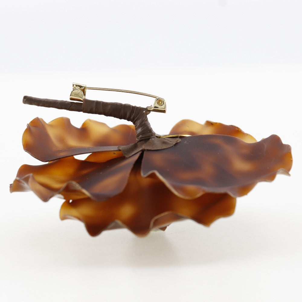 CHANEL Brooch enamel Brown Camelia Women  d