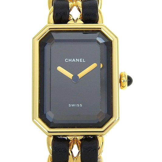CHANEL Watches Quartz H0001 Plated Gold , Leather black Premiere S black dial