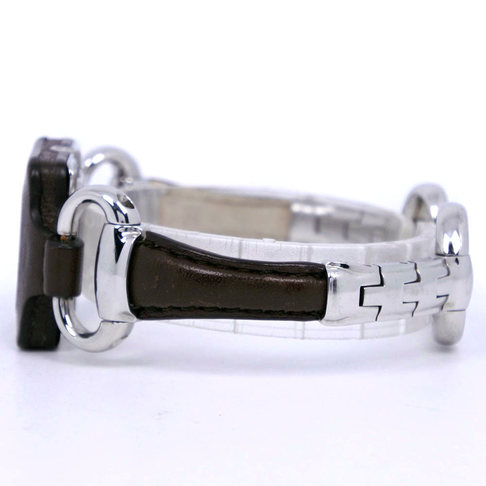 GUCCI Watches Quartz YA130.5 Stainless Steel , Leather Silver Square face Brown dial mens  d