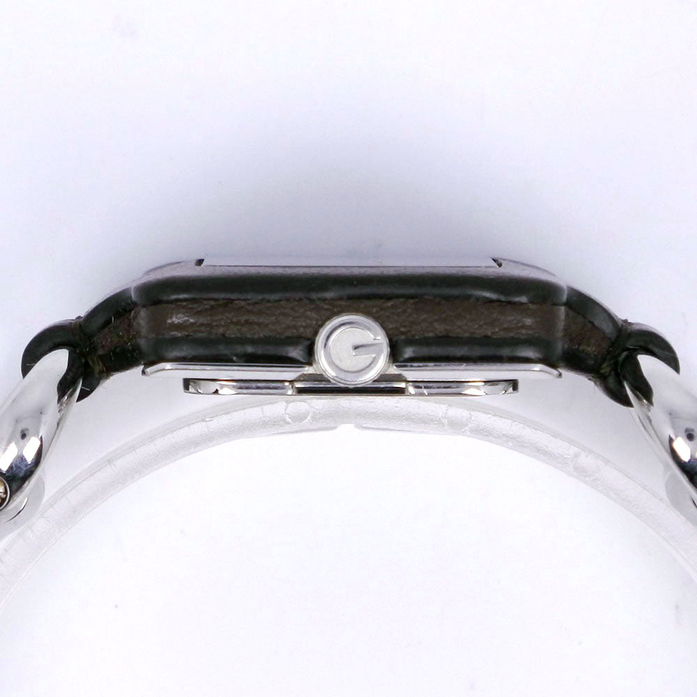 GUCCI Watches Quartz YA130.5 Stainless Steel , Leather Silver Square face Brown dial mens  d