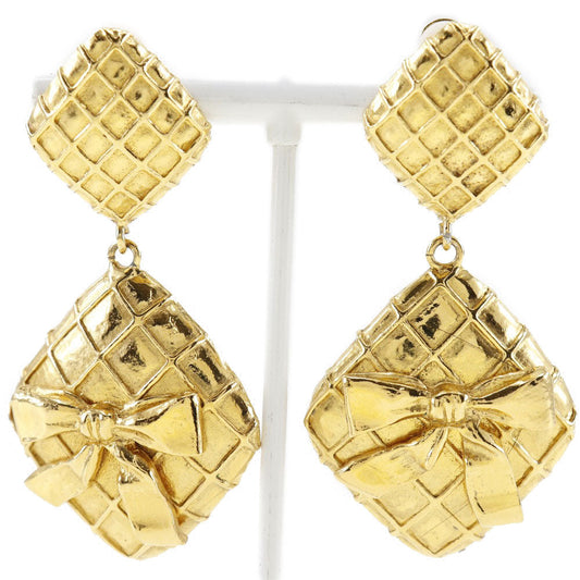 CHANEL Earring Plated Gold gold quilting Women