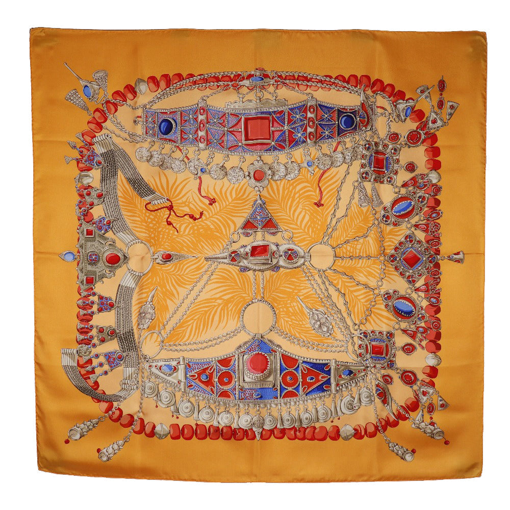 HERMES scarf silk Orange TERRES PRECIE S Carre90 Women  d
