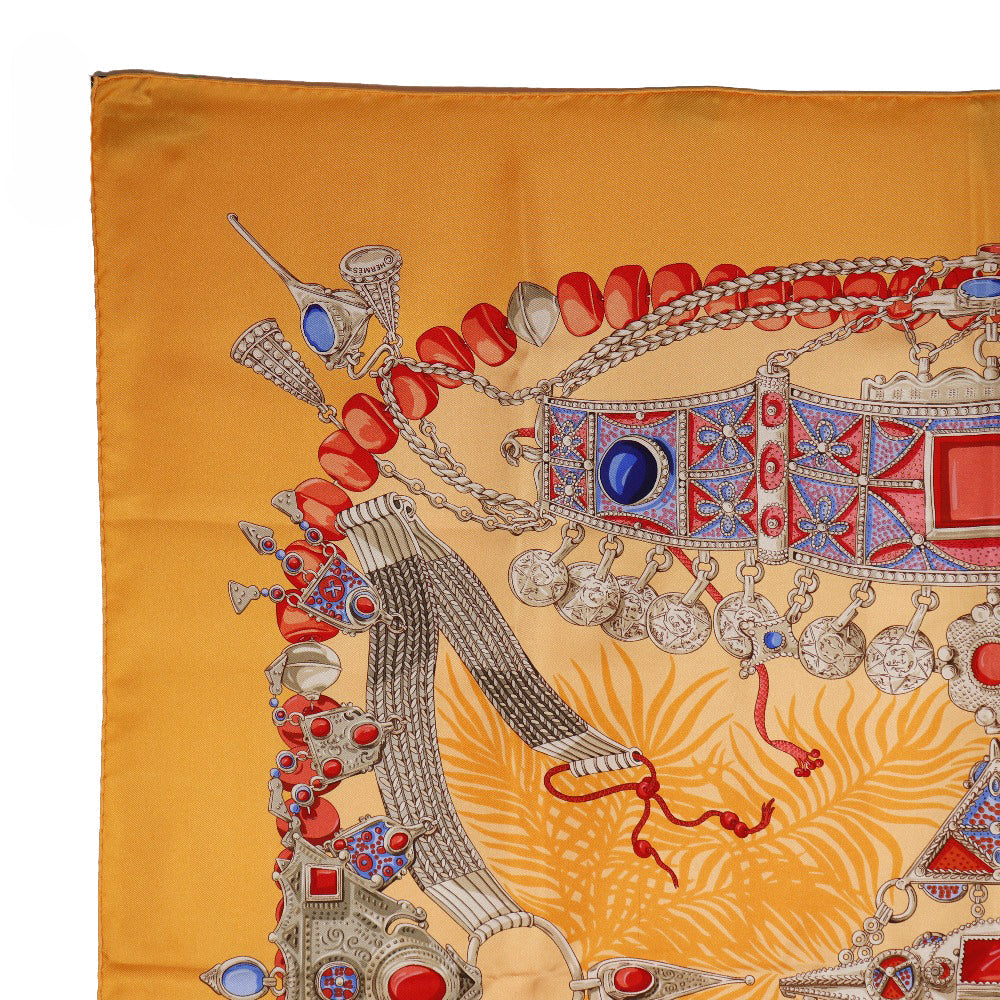 HERMES scarf silk Orange TERRES PRECIE S Carre90 Women  d