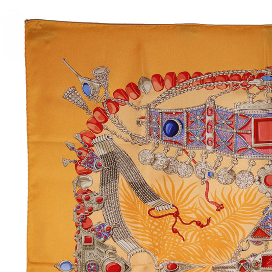 HERMES scarf silk Orange TERRES PRECIE S Carre90 Women  d
