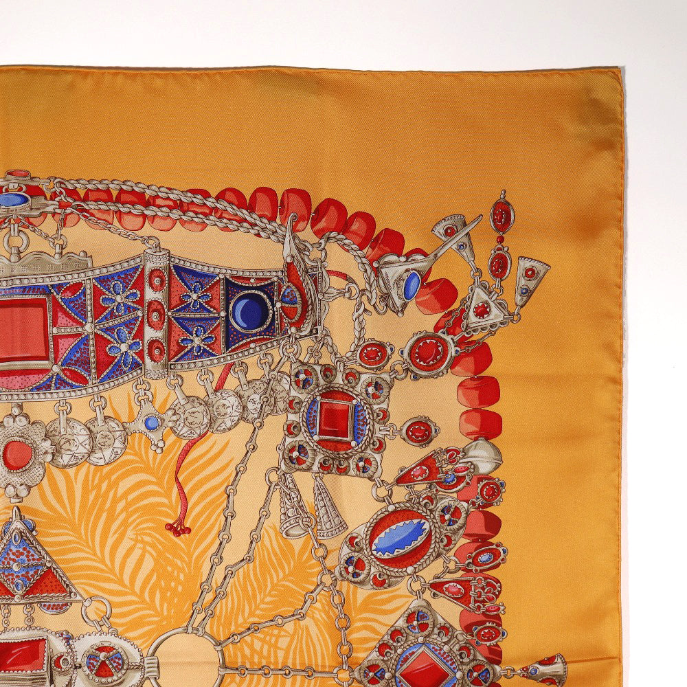 HERMES scarf silk Orange TERRES PRECIE S Carre90 Women  d