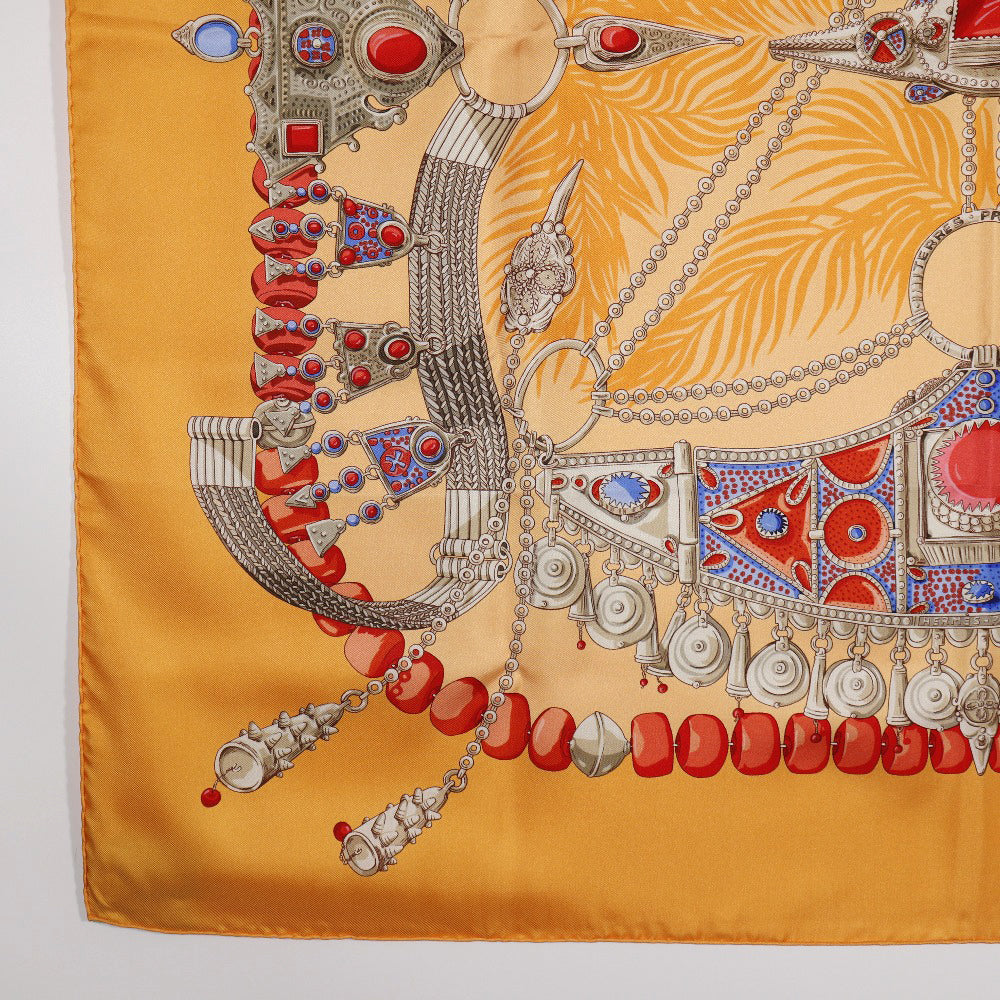 HERMES scarf silk Orange TERRES PRECIE S Carre90 Women  d