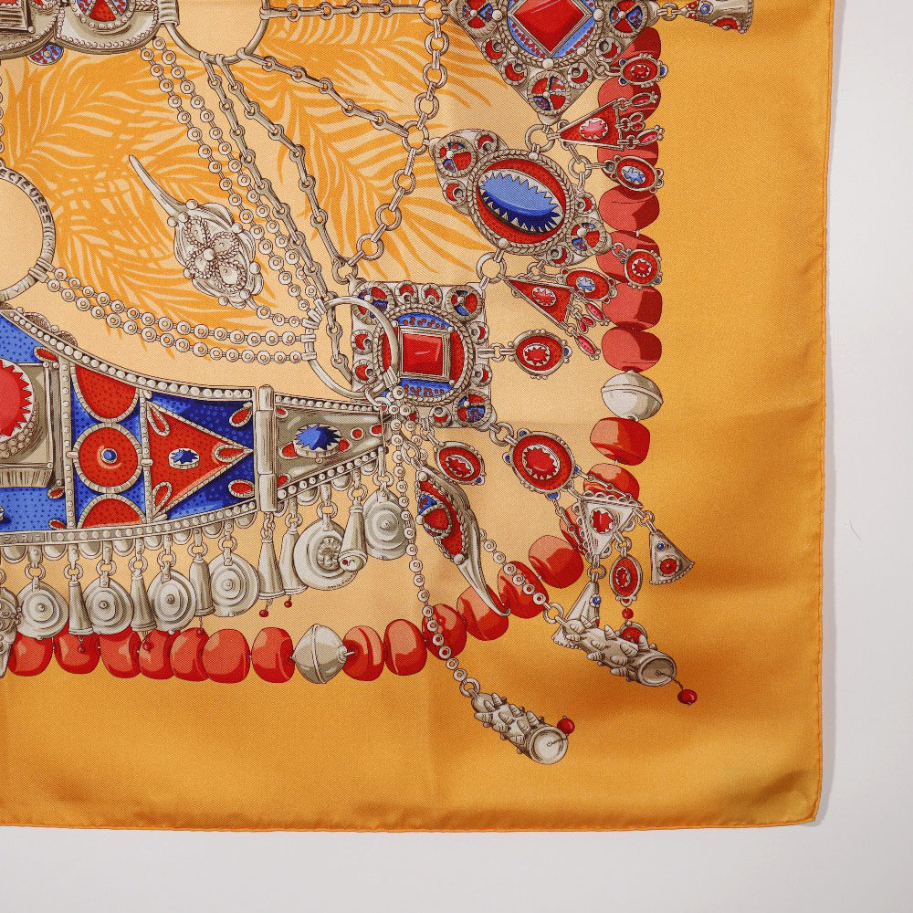 HERMES scarf silk Orange TERRES PRECIE S Carre90 Women  d
