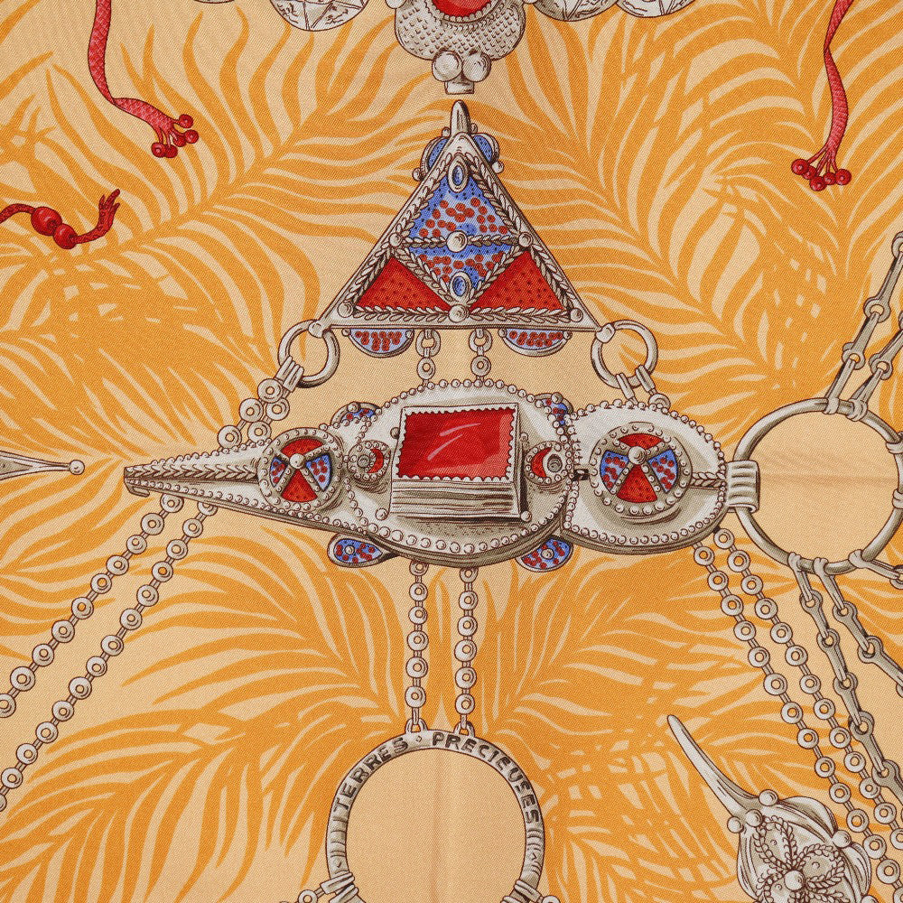 HERMES scarf silk Orange TERRES PRECIE S Carre90 Women  d