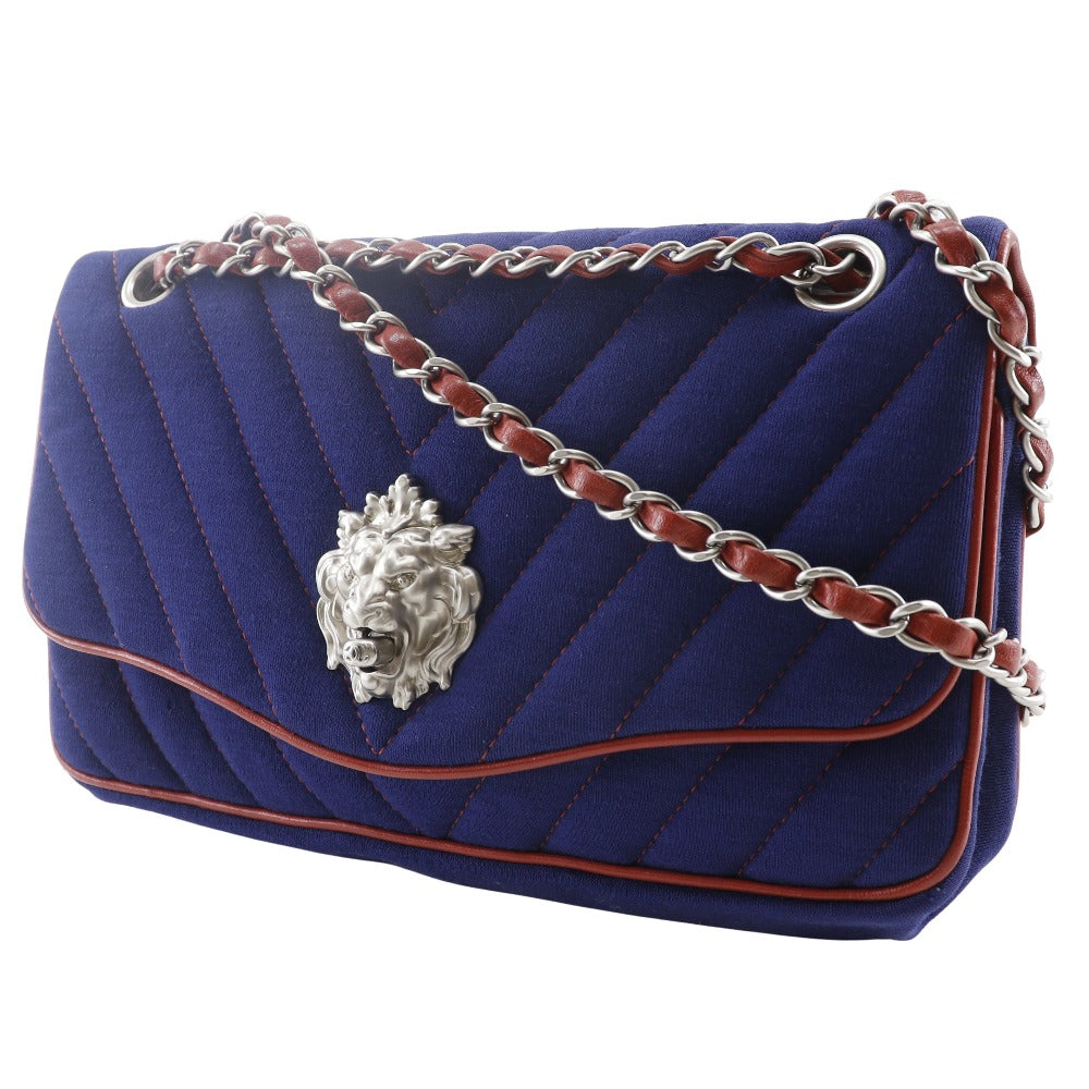 Chanel Double Chain Shoulder Bag Cotton Shoulder Bag