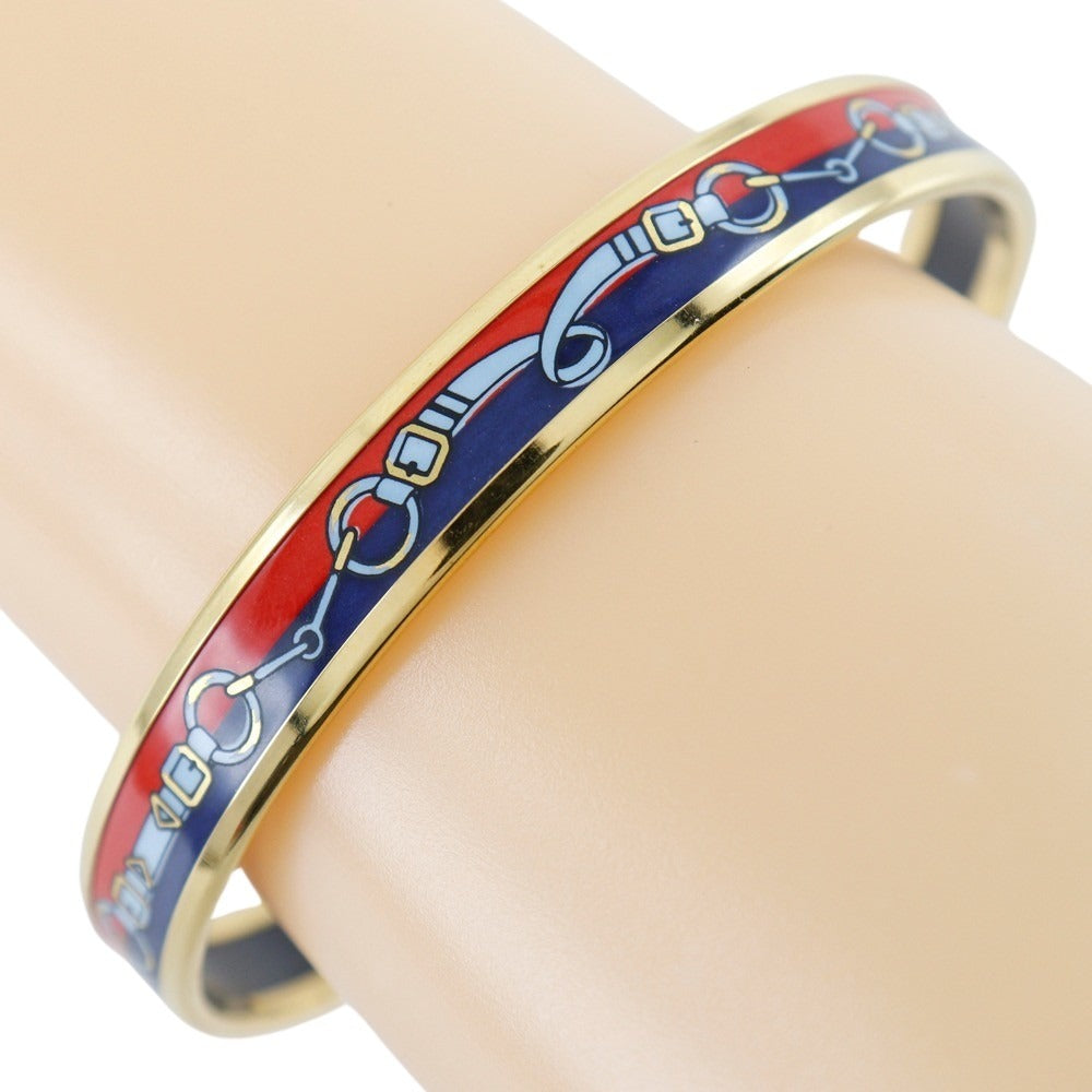 HERMES Bangle Plated Gold Red Cloisonne Emile Women  d