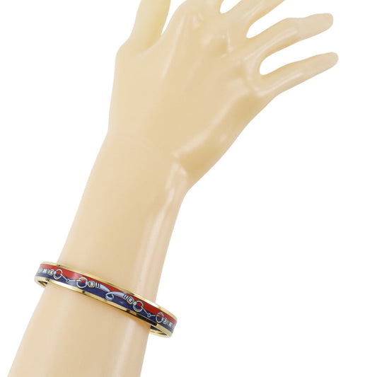 HERMES Bangle Plated Gold Red Cloisonne Emile Women  d