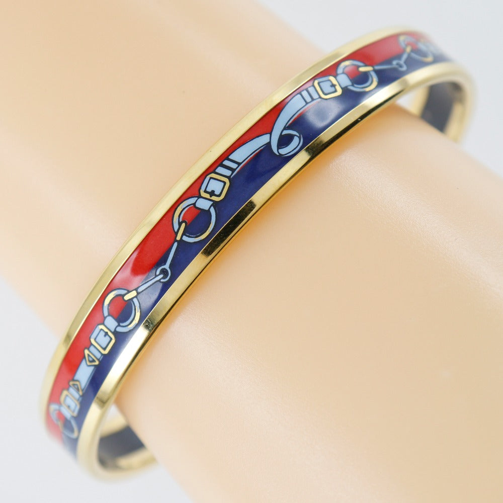 HERMES Bangle Plated Gold Red Cloisonne Emile Women  d