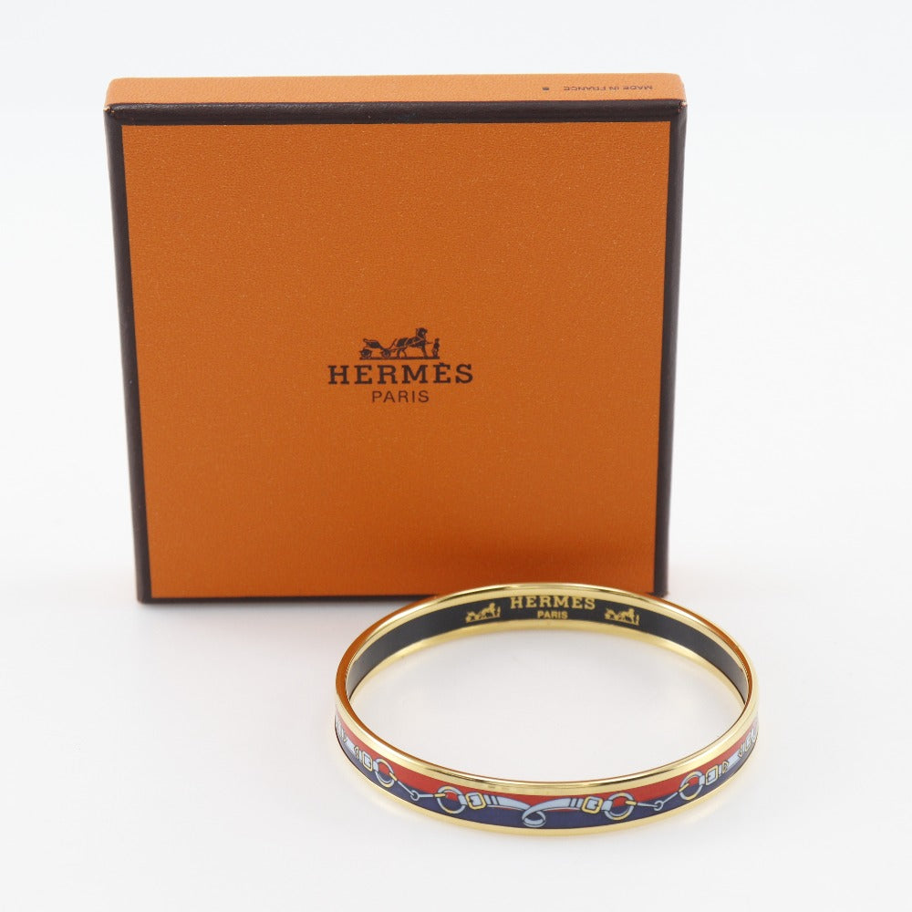 HERMES Bangle Plated Gold Red Cloisonne Emile Women  d