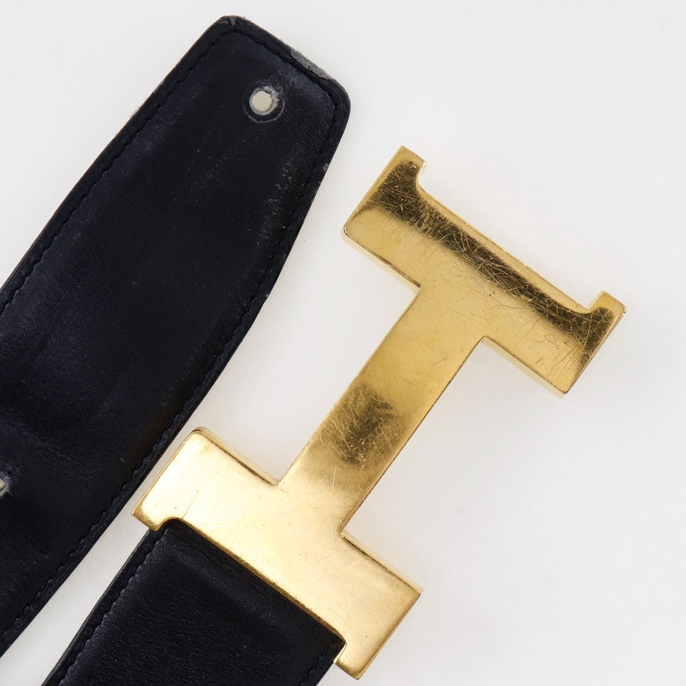 HERMES belt Calfskin black H belt unisex(Unisex) 72  d