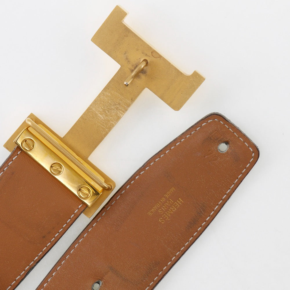 HERMES belt Calfskin black H belt unisex(Unisex) 72  d