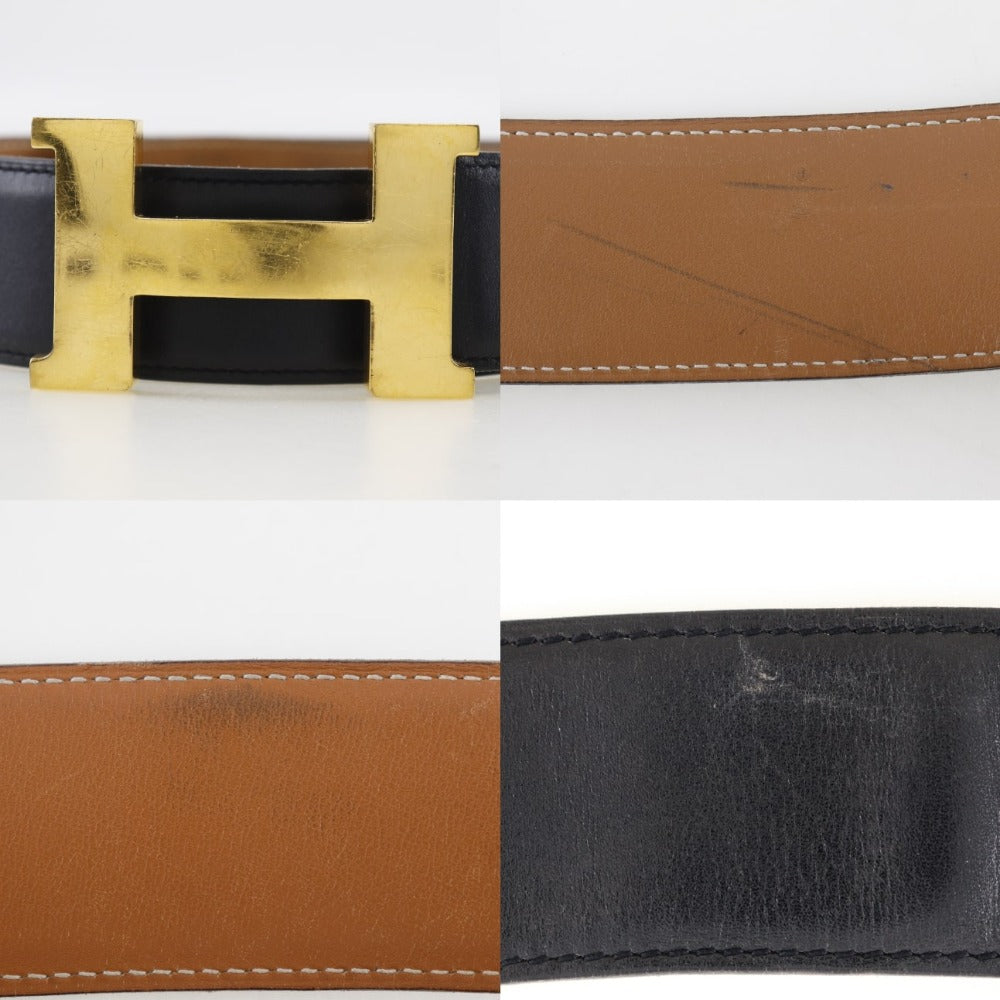 HERMES belt Calfskin black H belt unisex(Unisex) 72  d