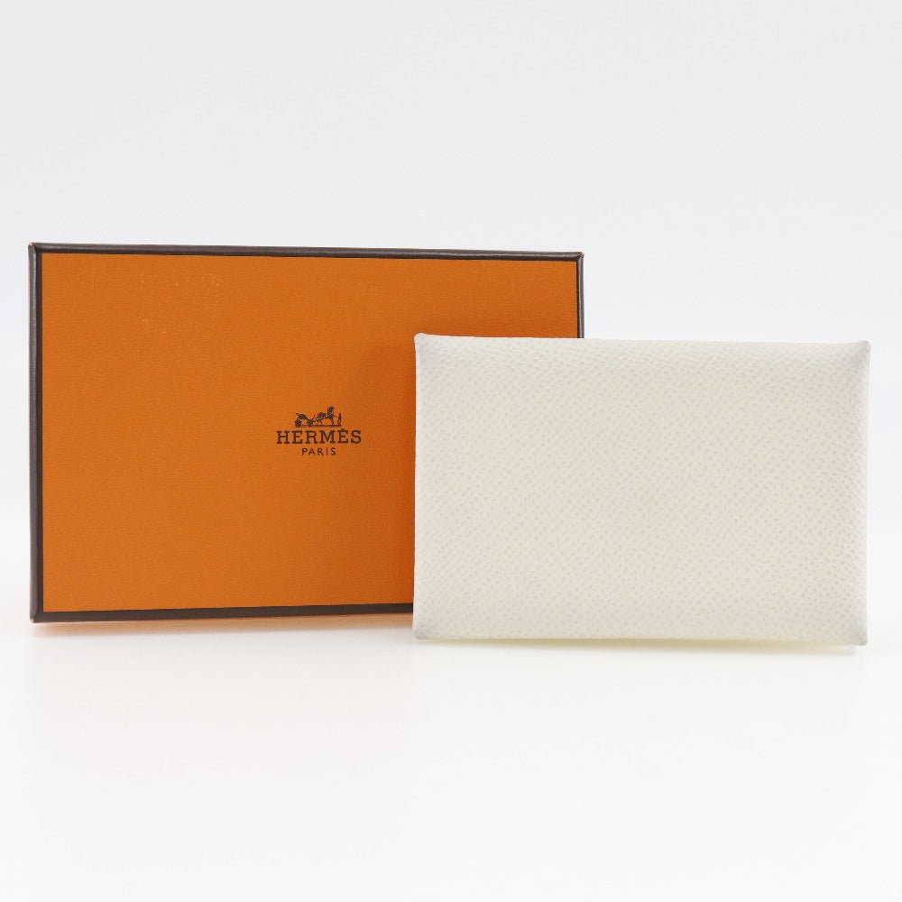 HERMES Card Case Epsom White Calvi unisex(Unisex)  d