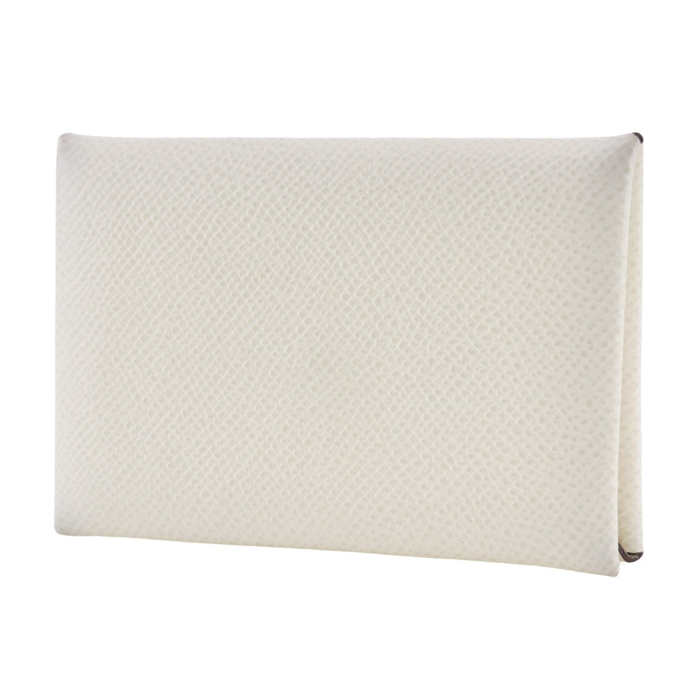 HERMES Card Case Epsom White Calvi unisex(Unisex)  d