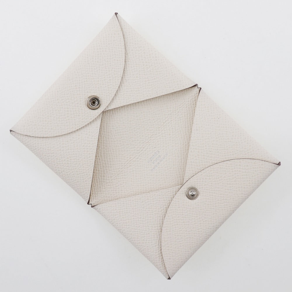 HERMES Card Case Epsom White Calvi unisex(Unisex)  d