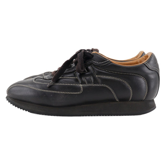 HERMES sneakers leather black quick mens 41  d