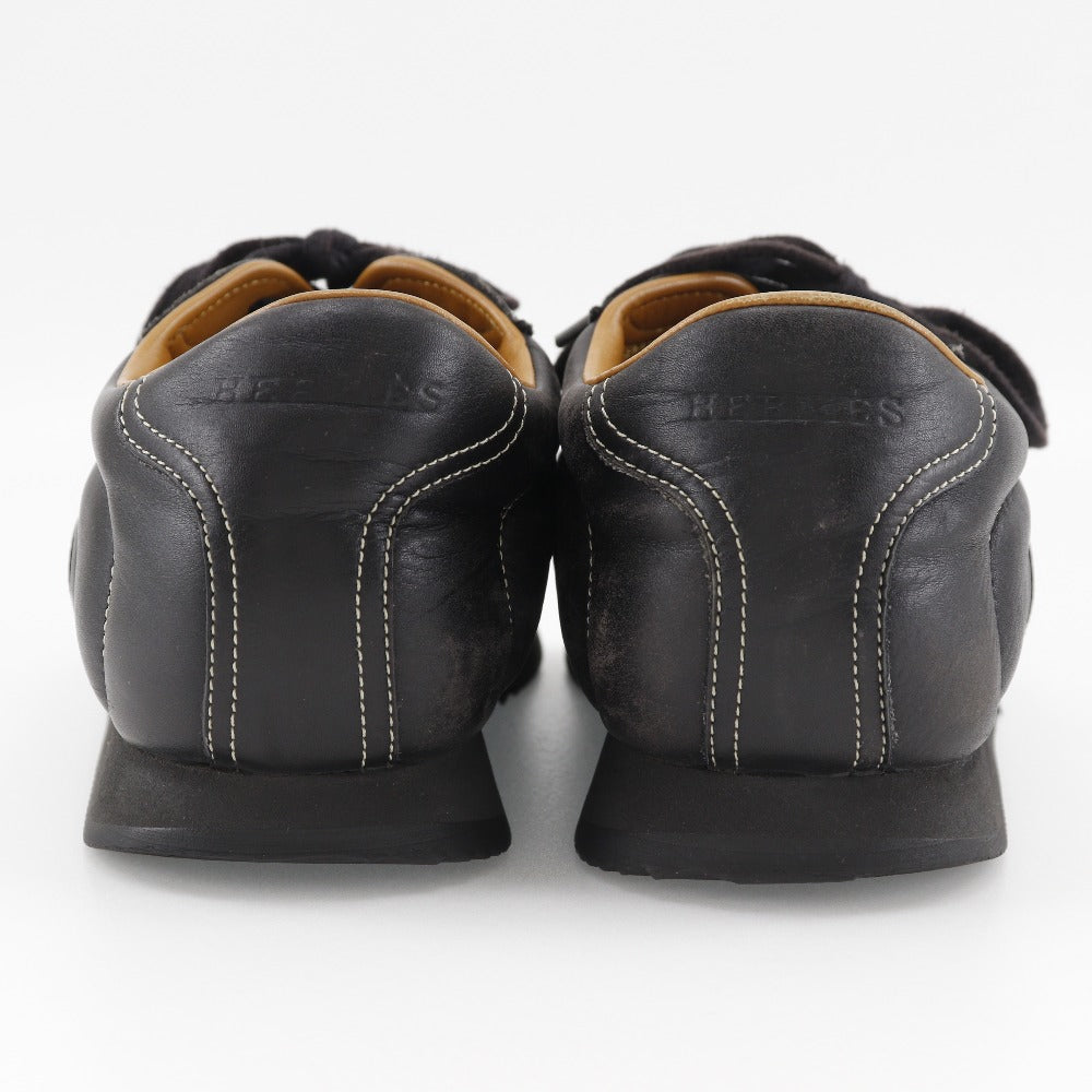 HERMES sneakers leather black quick mens 41  d