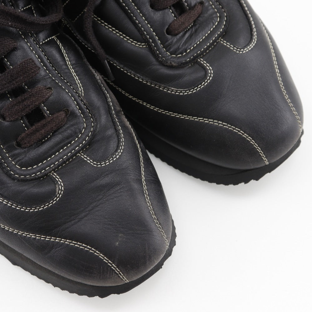 HERMES sneakers leather black quick mens 41  d