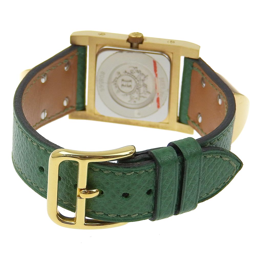 HERMES Watches Quartz ME1.201 Plated Gold , Leather gold Medor White dial Women  d