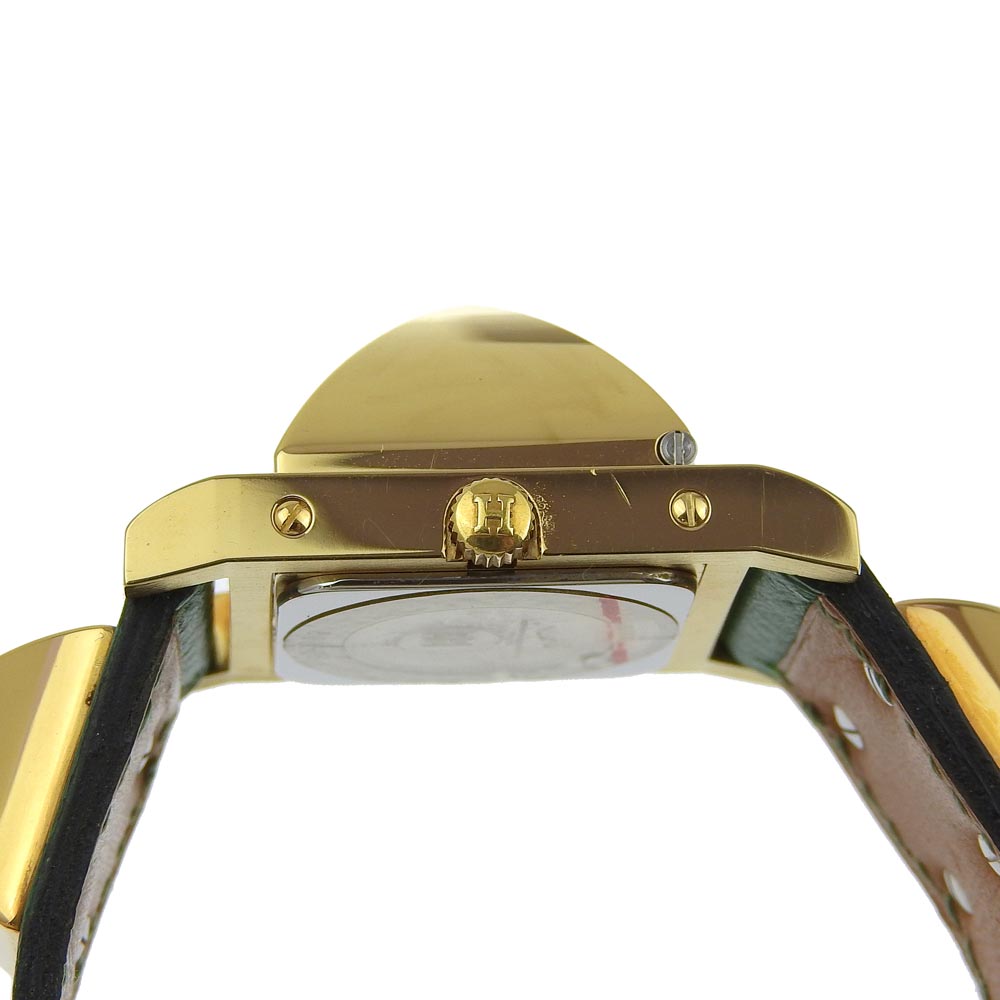 HERMES Watches Quartz ME1.201 Plated Gold , Leather gold Medor White dial Women  d