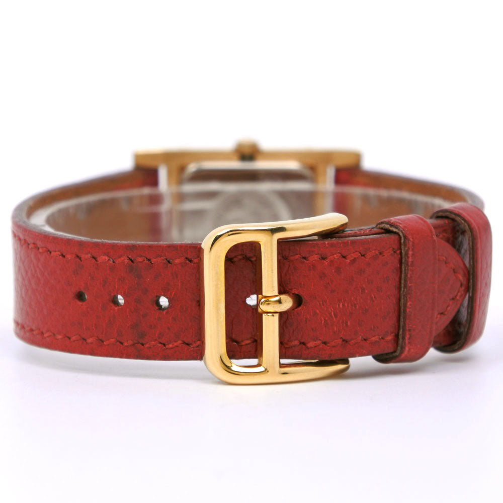 HERMES Watches Quartz Plated Gold , Leather Red Medor White dial Women  d