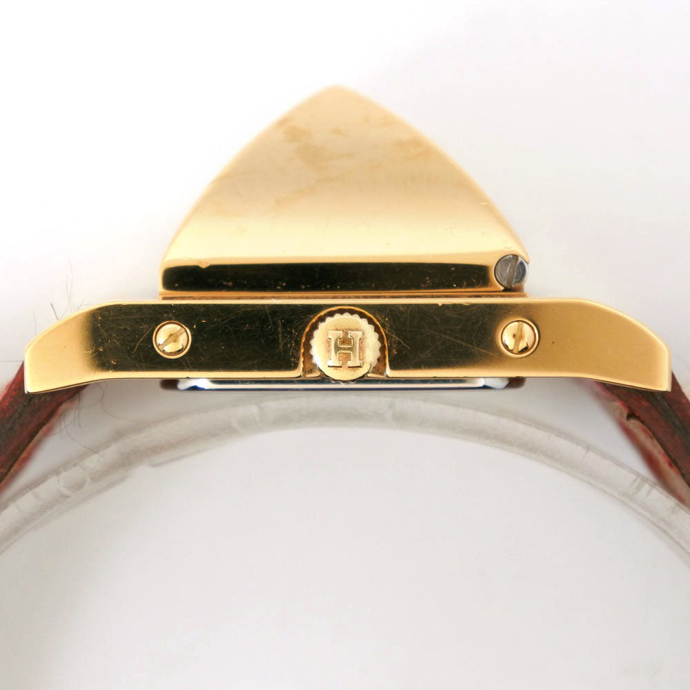 HERMES Watches Quartz Plated Gold , Leather Red Medor White dial Women  d