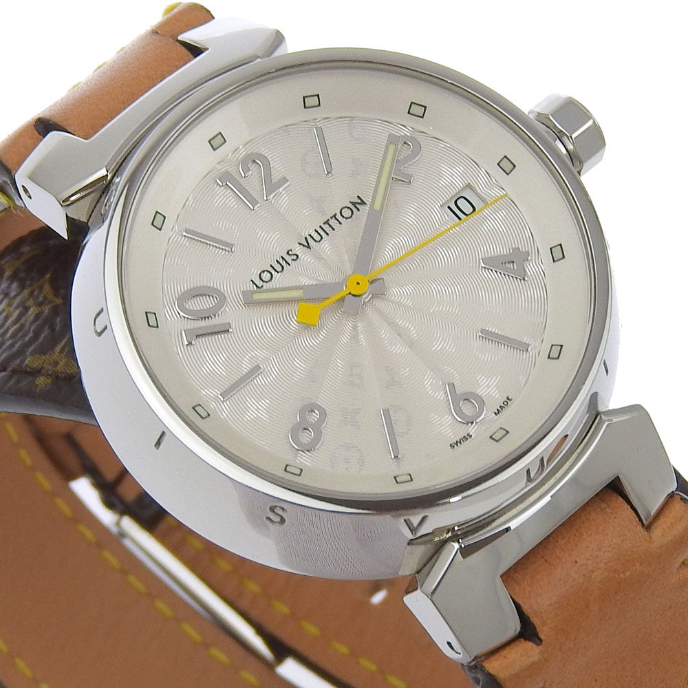 LOUIS VUITTON Watches Quartz Q1313 Stainless Steel , Monogram Canvas white Tambour White dial Women