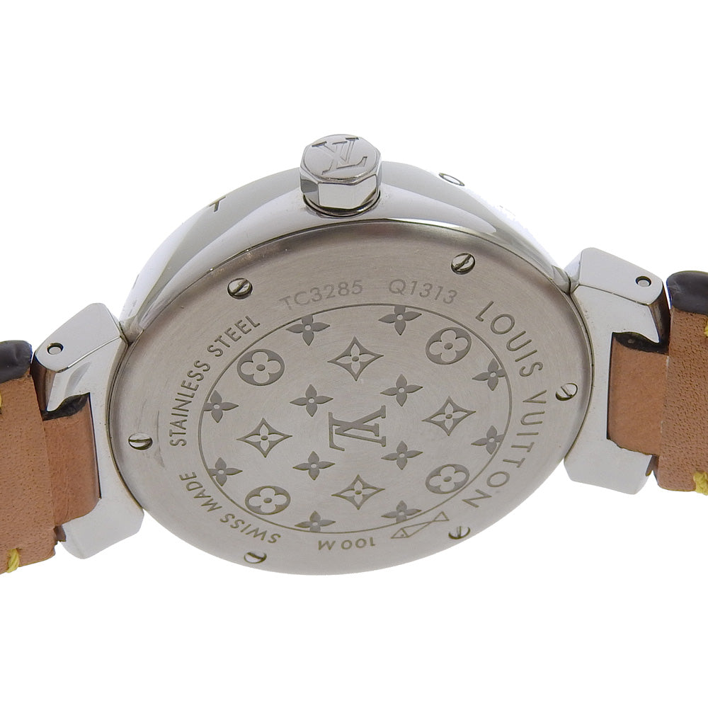 LOUIS VUITTON Watches Quartz Q1313 Stainless Steel , Monogram Canvas white Tambour White dial Women