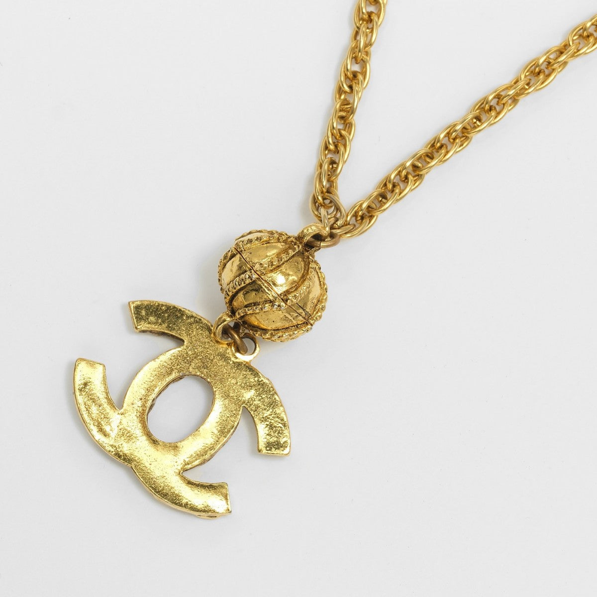 CHANEL Necklace Plated Gold, Rhinestones gold COCO Mark