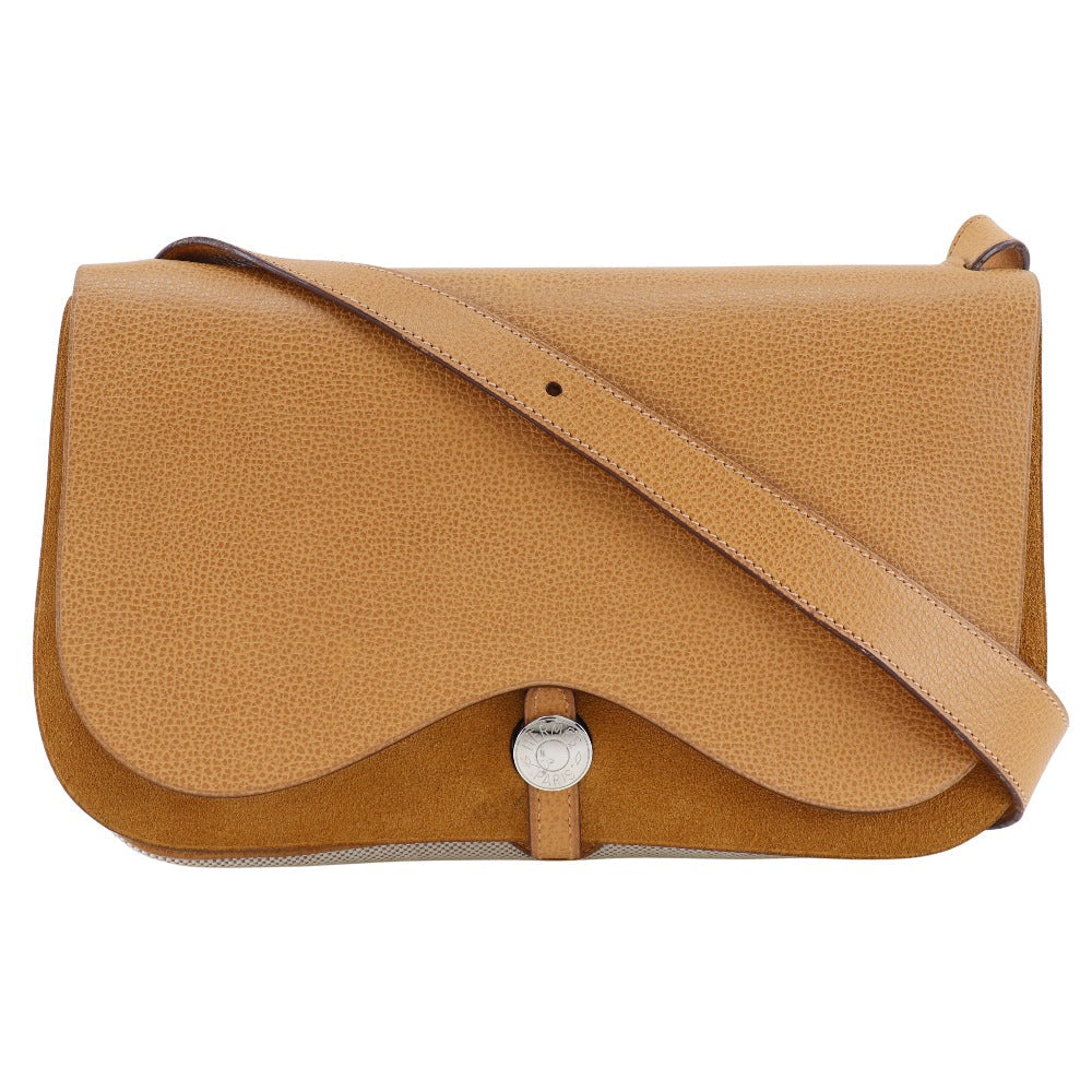 HERMES Shoulder Bag Toile H, Vache Lige Brown Sac Colorado MM Women  d