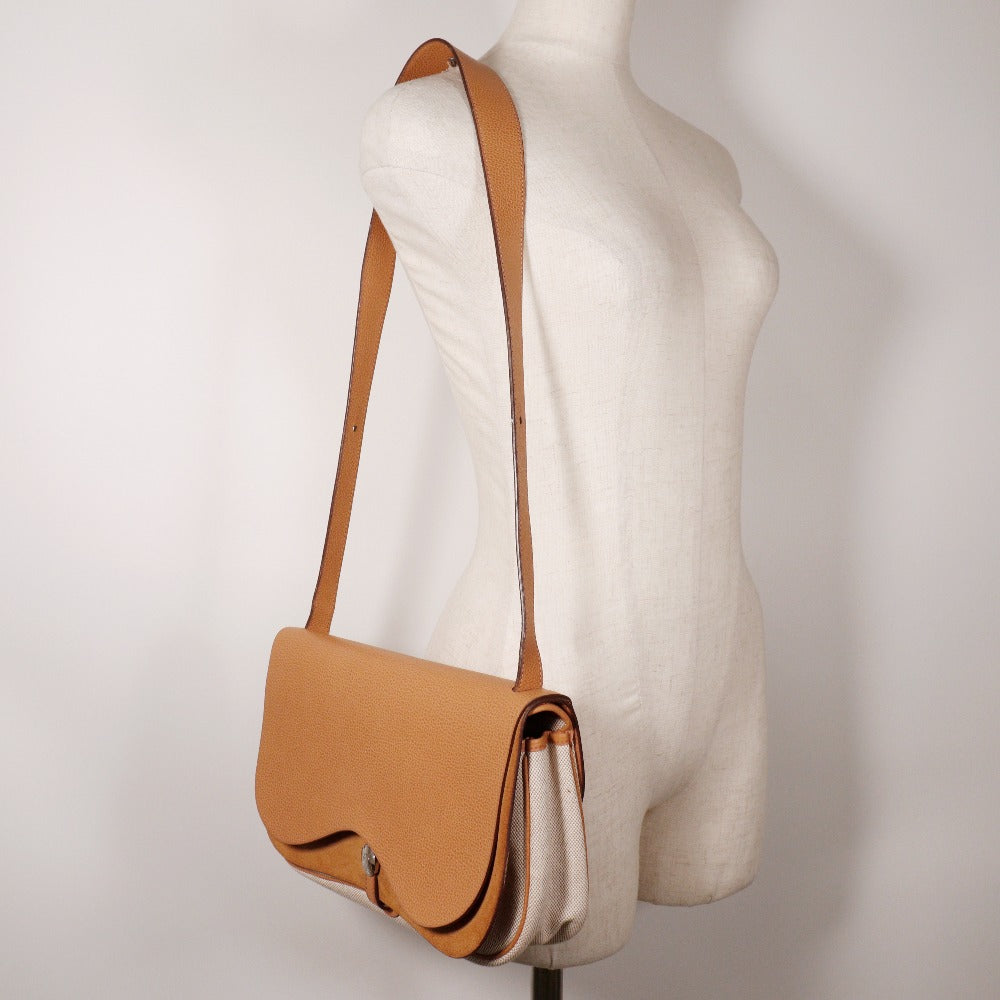 HERMES Shoulder Bag Toile H, Vache Lige Brown Sac Colorado MM Women  d