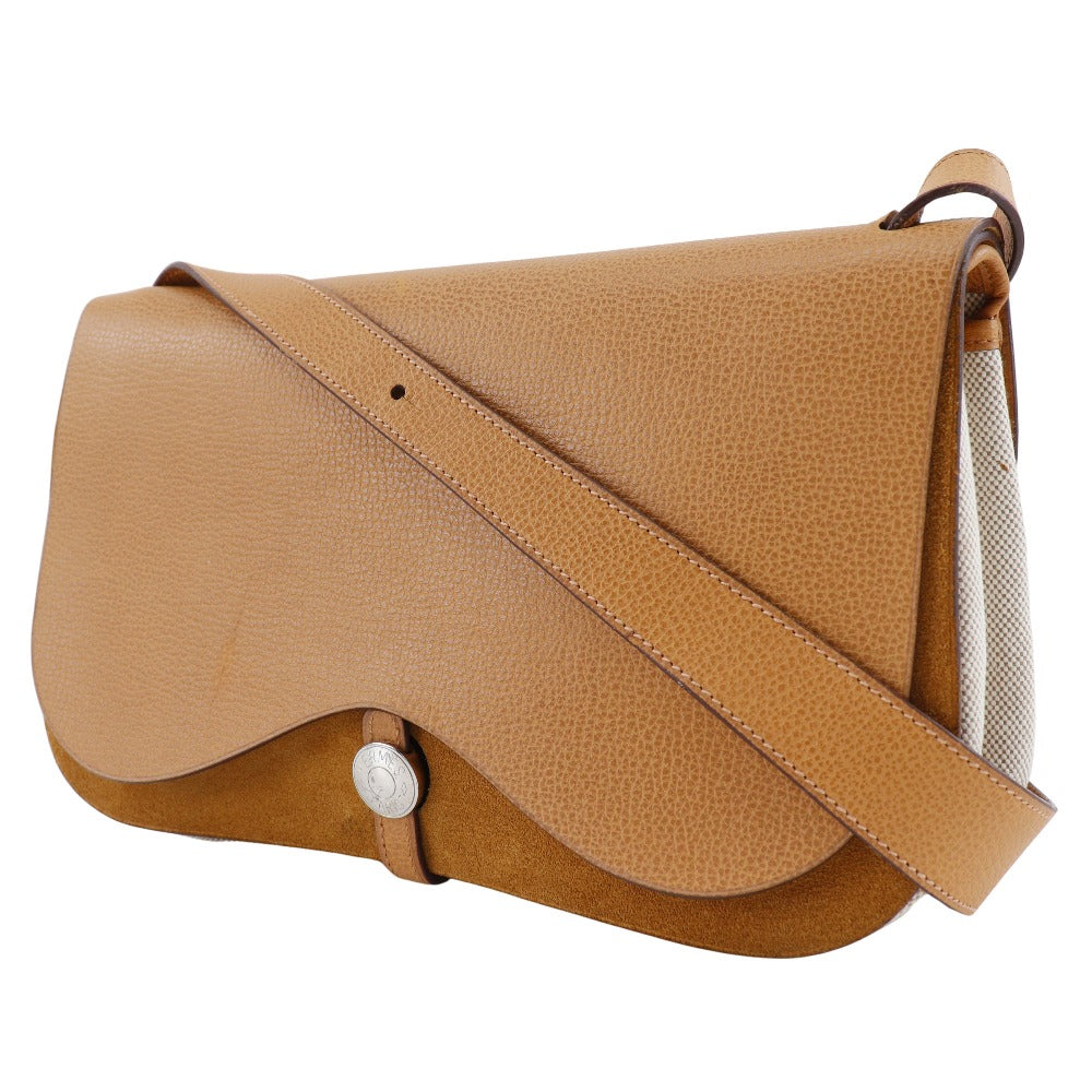 HERMES Shoulder Bag Toile H, Vache Lige Brown Sac Colorado MM Women  d