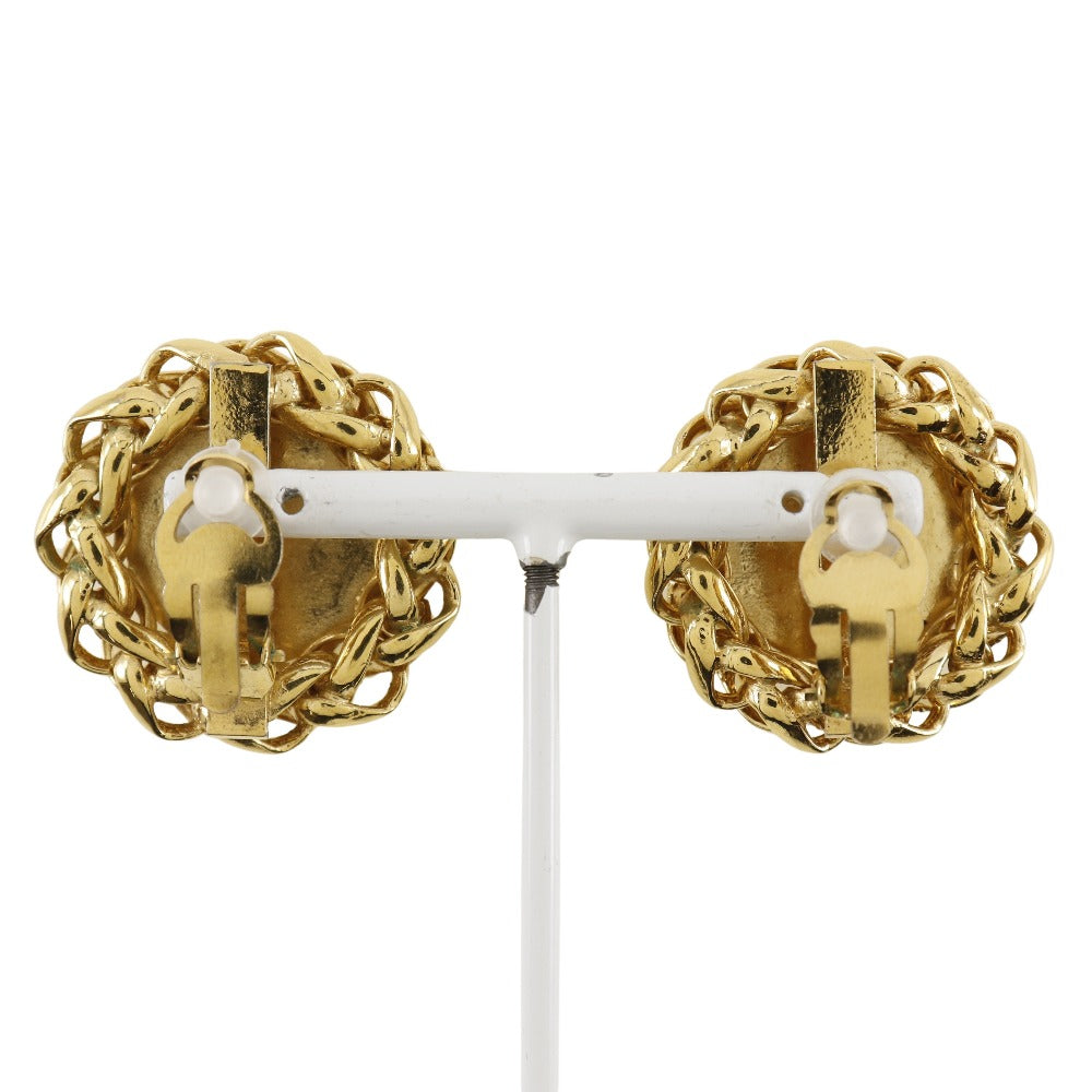 CHANEL Earring Plated Gold gold   Rice motif Women