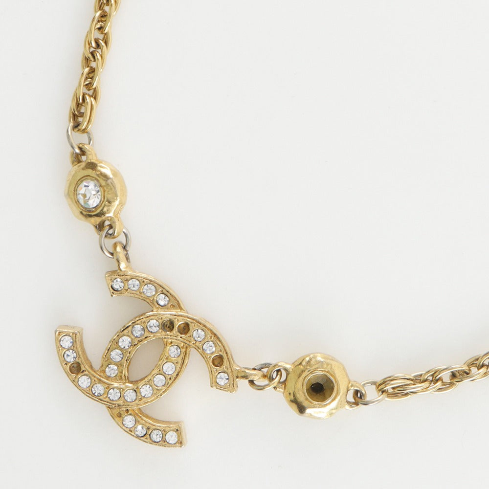 CHANEL Necklace Plated Gold, Rhinestones gold   COCO Mark
